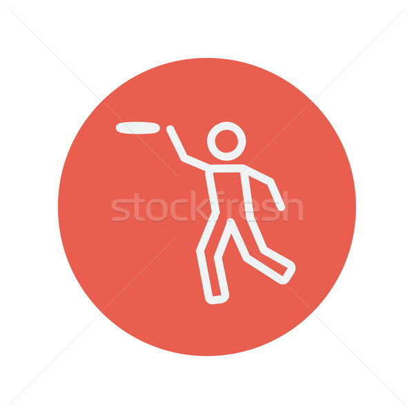 Man catching a flying disc thin line icon Stock photo © RAStudio