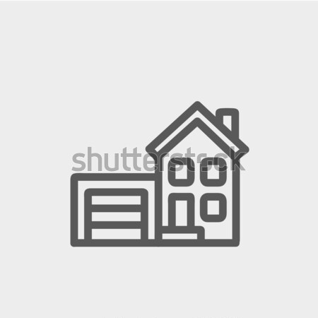 Home with garage thin line icon Stock photo © RAStudio