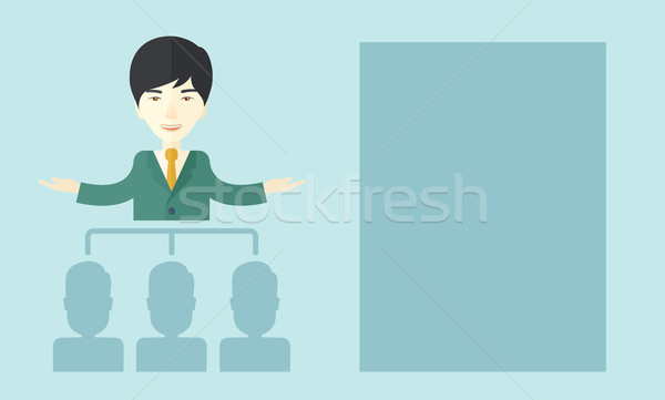 Asian man giving a buisness speech. Stock photo © RAStudio