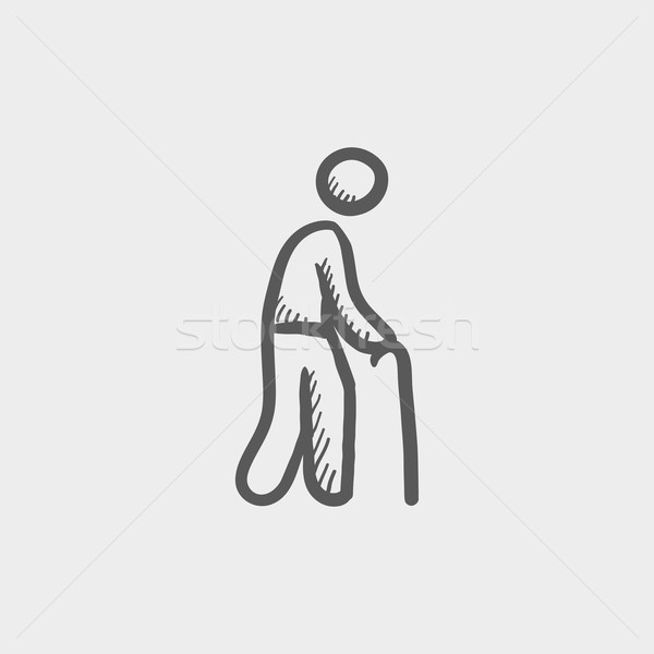 Man with cane sketch icon Stock photo © RAStudio
