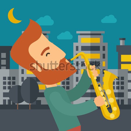 Jogar ruas noite caucasiano lua nuvens Foto stock © RAStudio