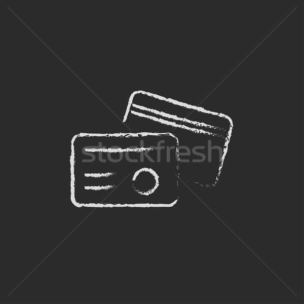 Azonosítás kártya ikon rajzolt kréta kézzel rajzolt Stock fotó © RAStudio