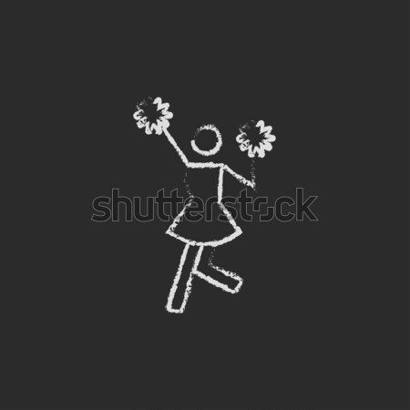 Cheerleader icon drawn in chalk. Stock photo © RAStudio