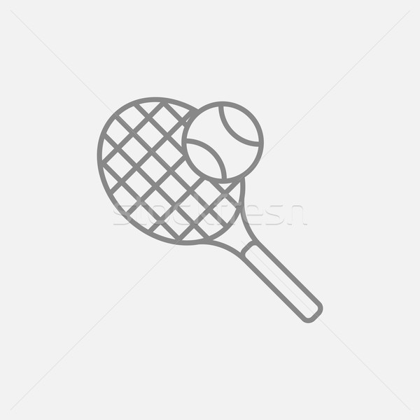 Teniszütő labda vonal ikon háló mobil Stock fotó © RAStudio