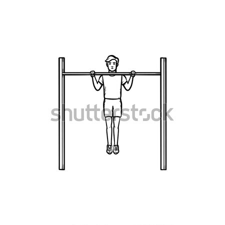 Jimnastikçi egzersiz bar hat ikon web Stok fotoğraf © RAStudio