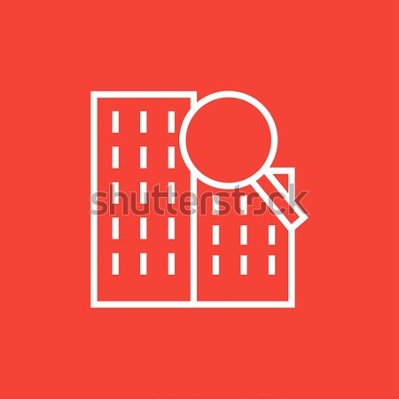 Condominium and magnifying glass line icon. Stock photo © RAStudio