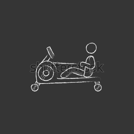 Man exercising with gym apparatus line icon. Stock photo © RAStudio