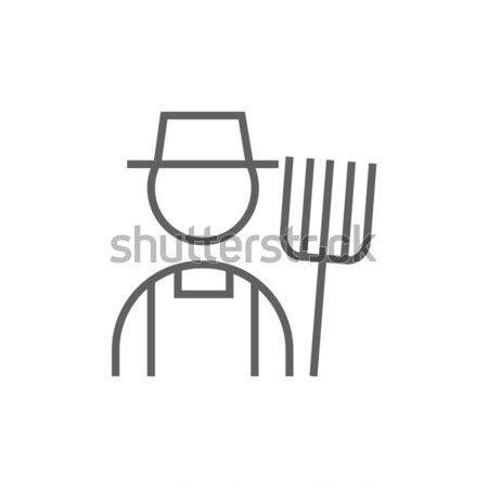 Farmer with pitchfork line icon. Stock photo © RAStudio