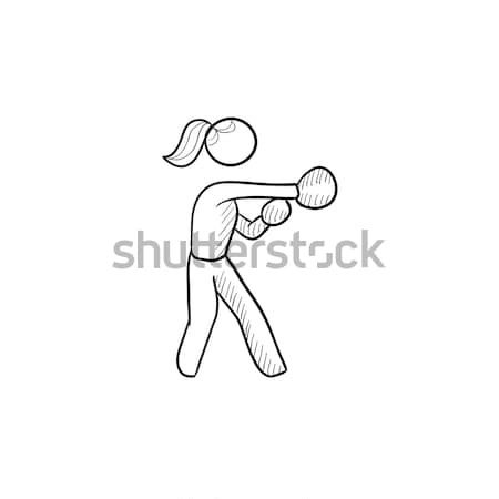 Female boxer. Drawn in chalk icon. Stock photo © RAStudio