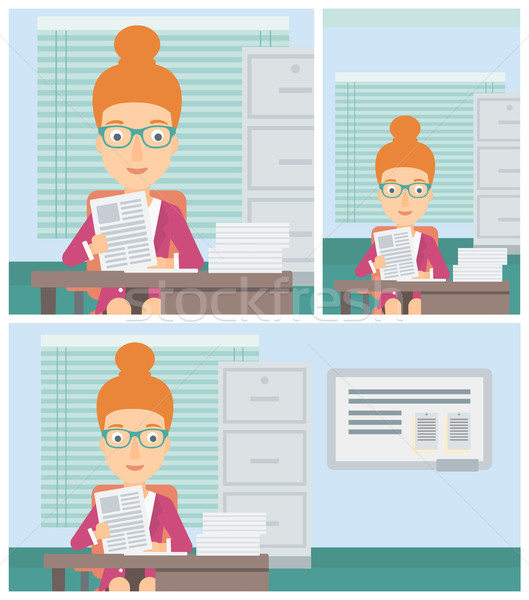 HR manager checking files vector illustration. Stock photo © RAStudio