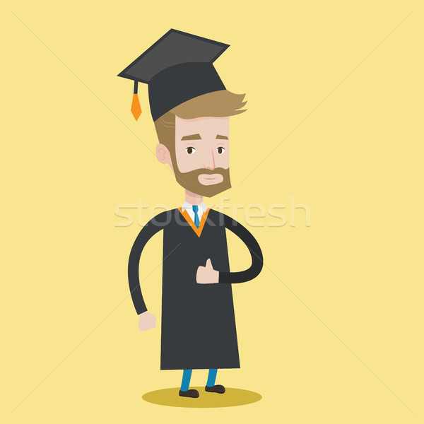 Graduate giving thumb up vector illustration. Stock photo © RAStudio