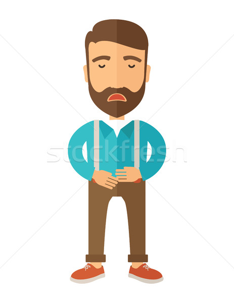 Man standing while holding his stomach has a abdominal pain. Stock photo © RAStudio