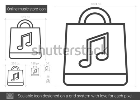 Online muzyki sklepu line ikona wektora Zdjęcia stock © RAStudio