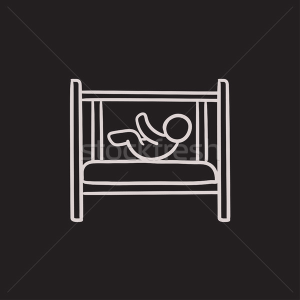 Baby laying in crib sketch icon. Stock photo © RAStudio