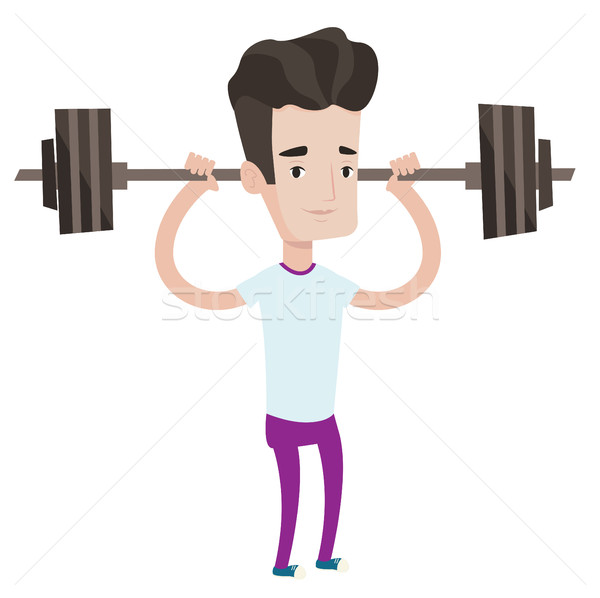 Stock photo: Weightlifter lifting barbell vector illustration.