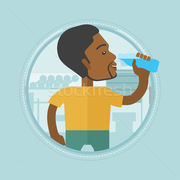 Stock photo: Sportive man drinking water vector illustration.