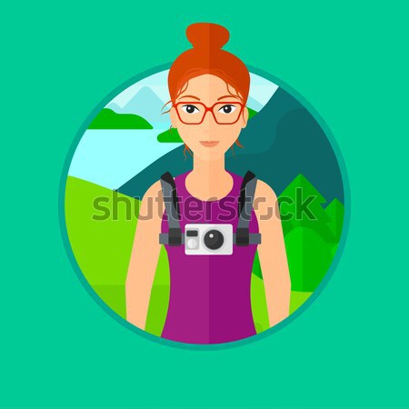 Woman in vr headset flying in open space. Stock photo © RAStudio