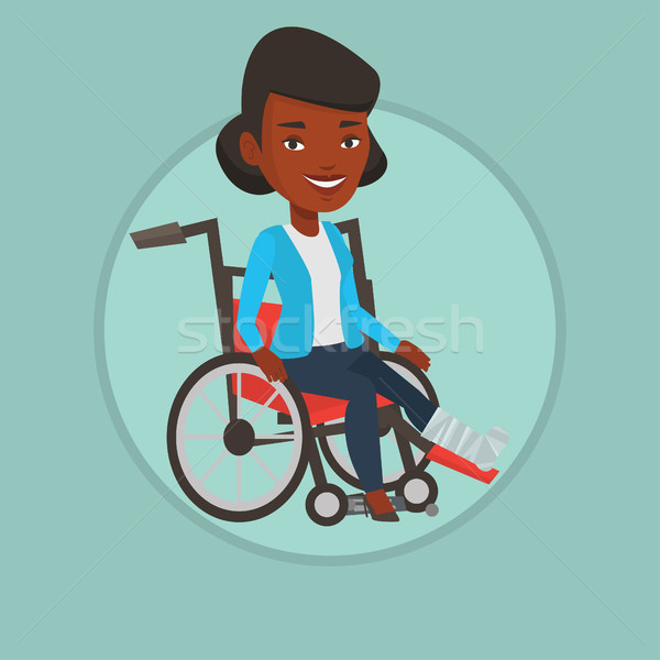Mujer fractura en la pierna sesión silla de ruedas jóvenes pierna Foto stock © RAStudio