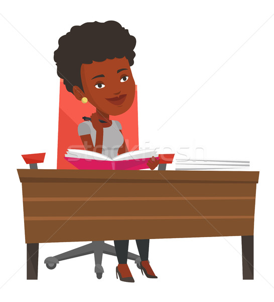 Student writing at the desk vector illustration. Stock photo © RAStudio