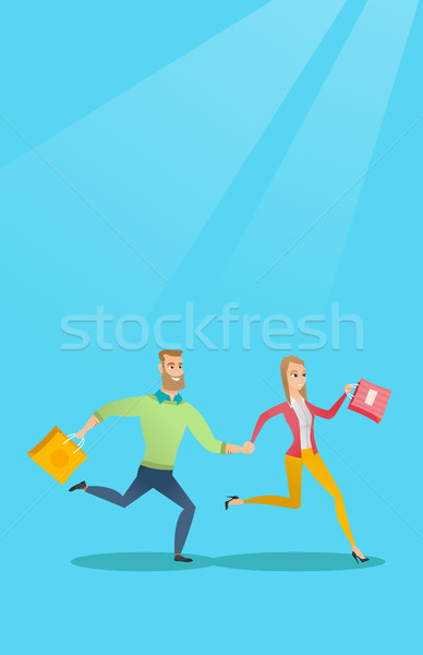 People running in a hurry to the store on sale. Stock photo © RAStudio