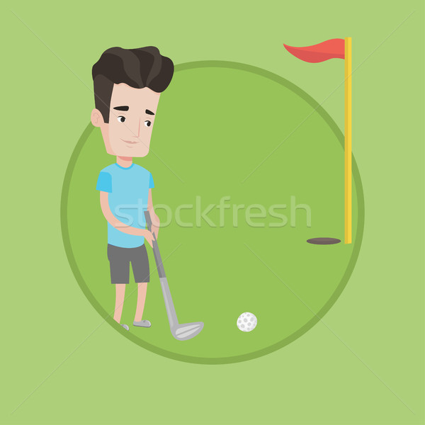 Golfer hitting the ball vector illustration. Stock photo © RAStudio