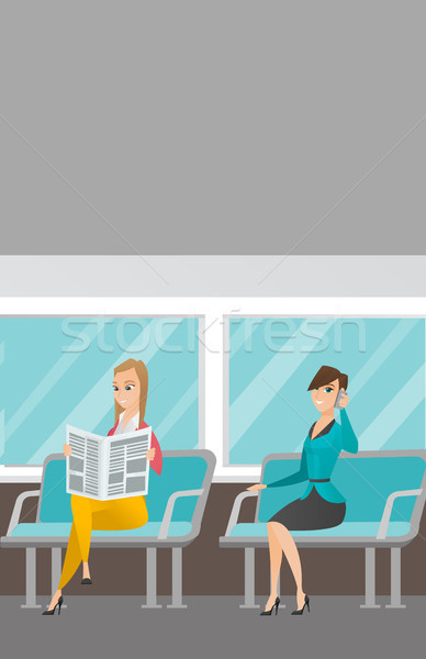 Caucasiano mulheres transporte público mulher telefone móvel Foto stock © RAStudio