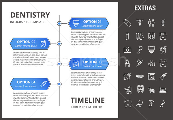 Zahnmedizin Vorlage Elemente Symbole Timeline Stock foto © RAStudio