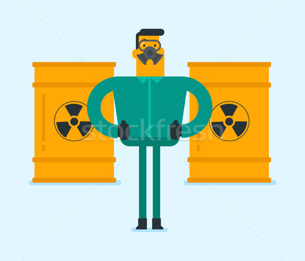 Om radiatie costum caucazian în picioare Imagine de stoc © RAStudio