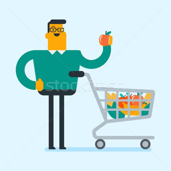 Stockfoto: Kaukasisch · man · winkelen · kruidenier · winkel · blanke · man