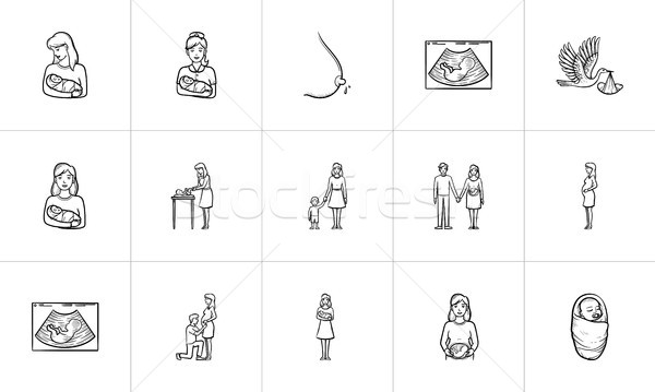 Maternity hand drawn sketch icon set. Stock photo © RAStudio