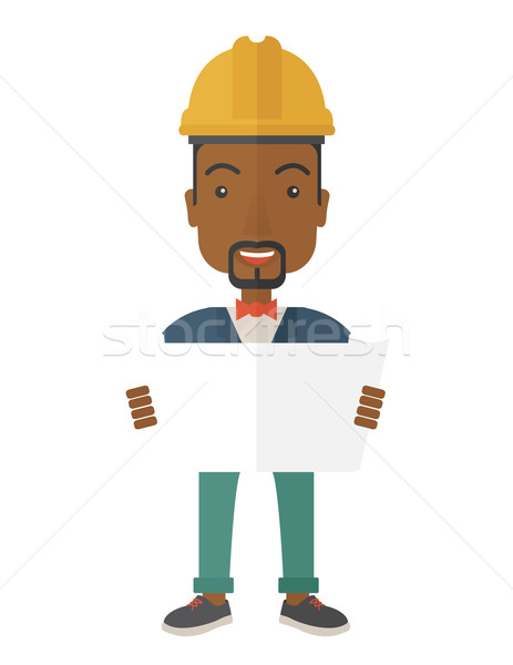Muncitor in constructii plan tineri inginer construcţie Imagine de stoc © RAStudio