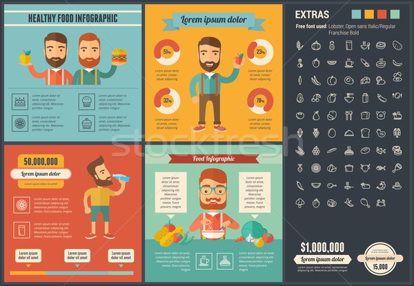 Stock fotó: Egészséges · étel · terv · infografika · sablon · elemek · illusztrációk