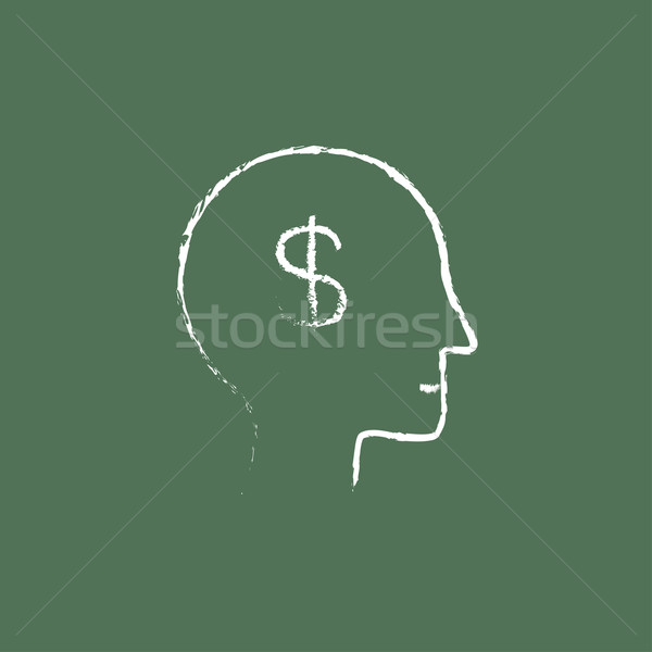 Stockfoto: Hoofd · dollar · symbool · icon · krijt