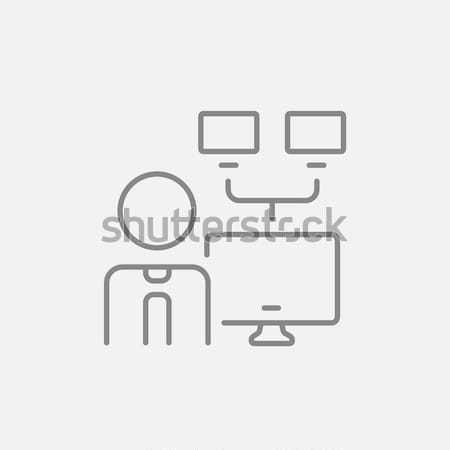 Network administrator line icon. Stock photo © RAStudio