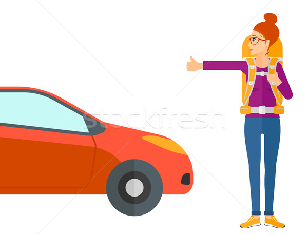 Genç kadın gezgin durdurmak araba vektör dizayn Stok fotoğraf © RAStudio