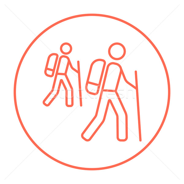 Toeristische backpackers lijn icon web mobiele Stockfoto © RAStudio