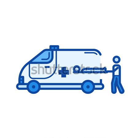 Man with patient and ambulance car line icon. Stock photo © RAStudio