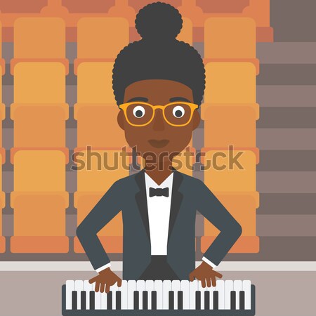 Vrouw spelen piano muzikant vector ontwerp Stockfoto © RAStudio