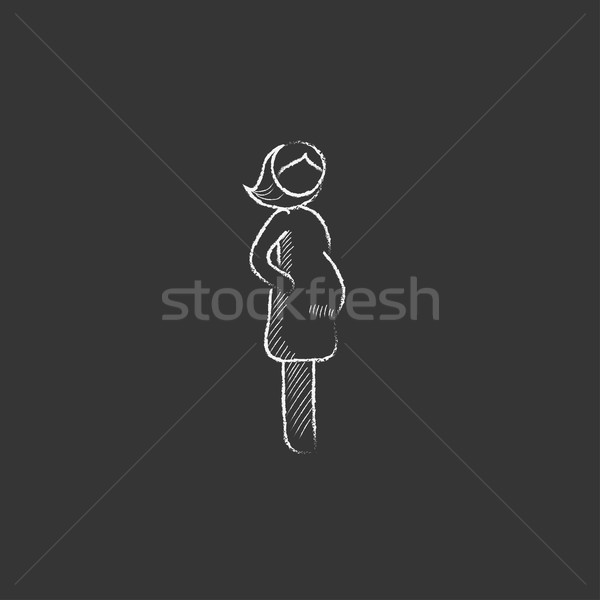 Pregnant woman. Drawn in chalk icon. Stock photo © RAStudio