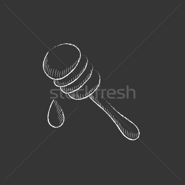 Honey dipper. Drawn in chalk icon. Stock photo © RAStudio