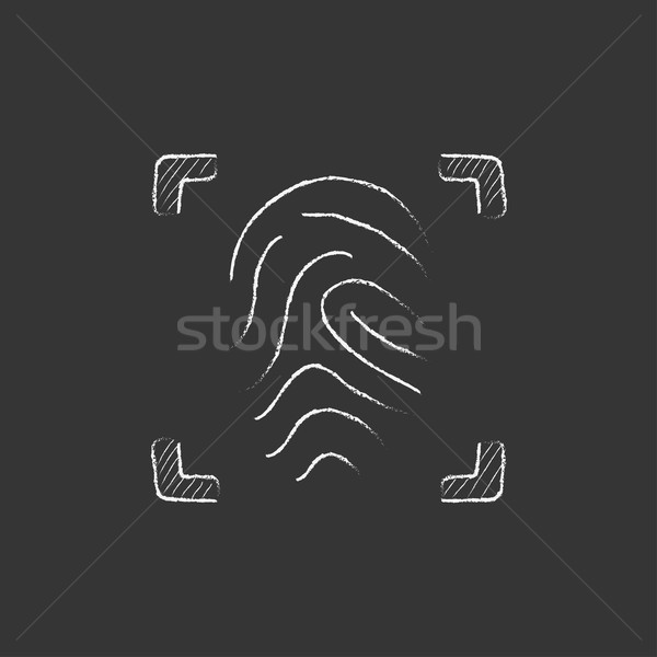 Fingerprint scanning. Drawn in chalk icon. Stock photo © RAStudio