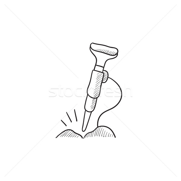 Pneumatic hammer drill sketch icon. Stock photo © RAStudio