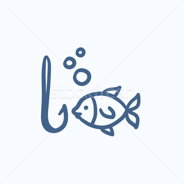 Fish with hook sketch icon. Stock photo © RAStudio