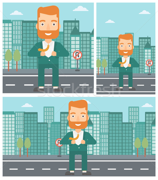 Business man opening his jacket like superhero. Stock photo © RAStudio