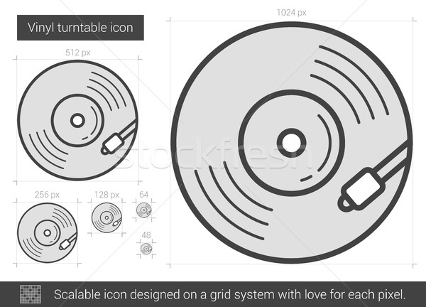 Stockfoto: Vinyl · draaitafel · lijn · icon · vector · geïsoleerd