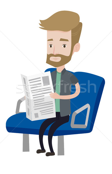 Homem transporte público caucasiano leitura jornal Foto stock © RAStudio