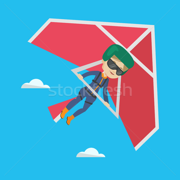 Woman flying on hang-glider vector illustration. Stock photo © RAStudio