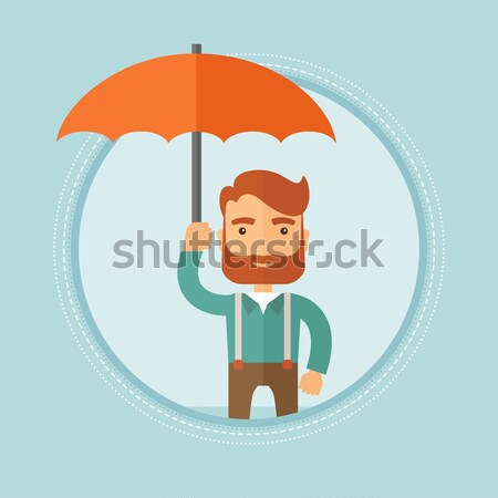 Insurance agent with umbrella vector illustration. Stock photo © RAStudio