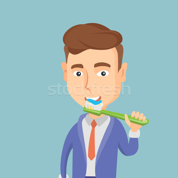 Man brushing his teeth vector illustration. Stock photo © RAStudio