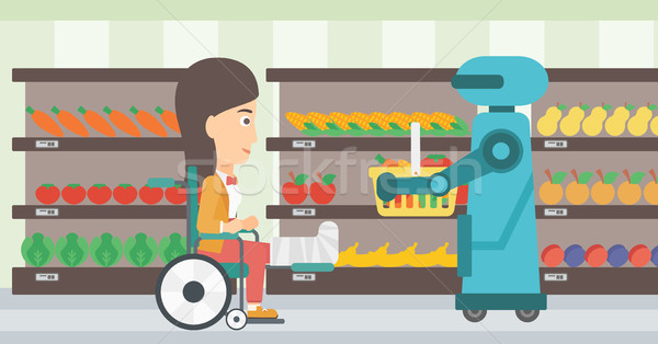 Robotic helper working in supermarket. Stock photo © RAStudio